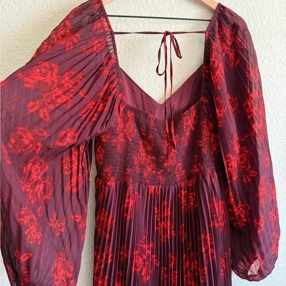 Lucy Paris Burgundy Floral Long Sleeve Dress - Picture 4 of 10